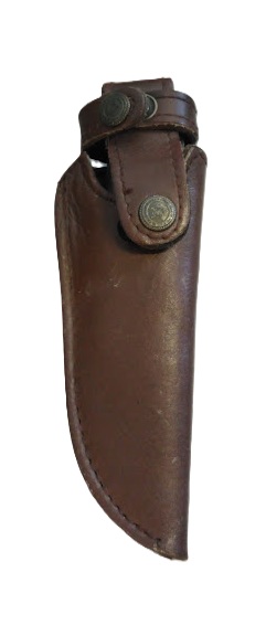 Couteau pliant marqué Laguiole – Manche rouge veiné – Étui marron — photo 3