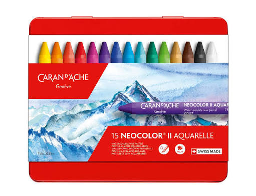 boîte en métal de 15 pastels à la cire aquarellables Caran d’Ache Neocolor II