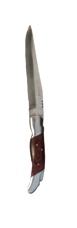Couteau pliant marqué Laguiole – Manche rouge veiné – Étui marron — photo 5